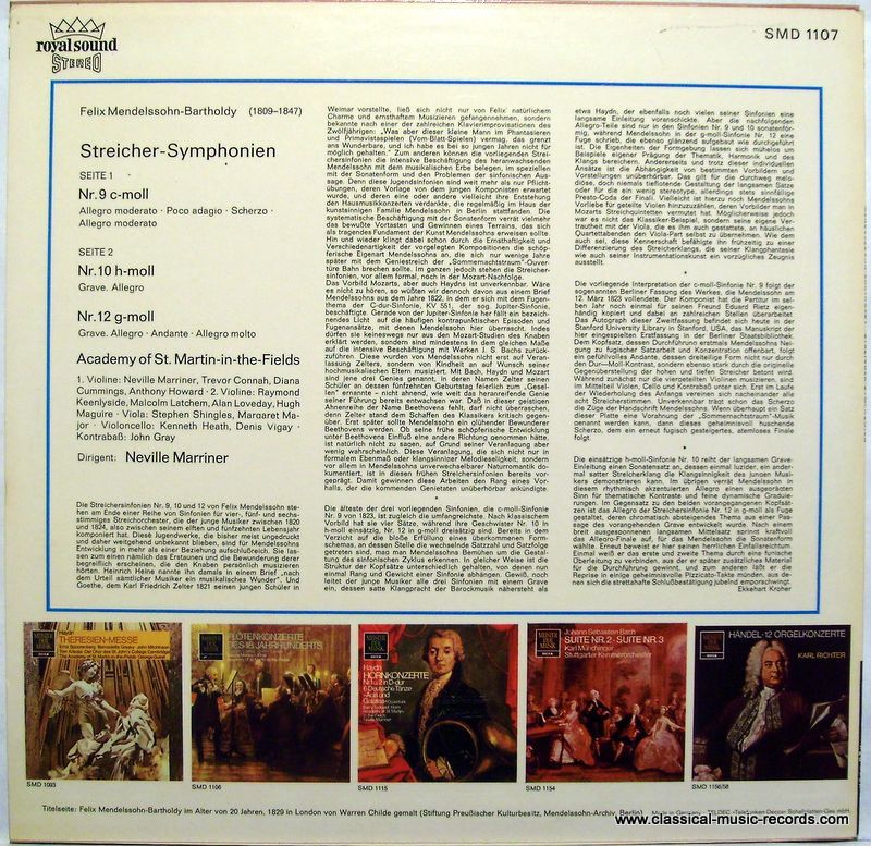 DECCA SMD 1107 - Felix Mendelssohn-Bartholdy, Sir Neville Marrin - Image 2