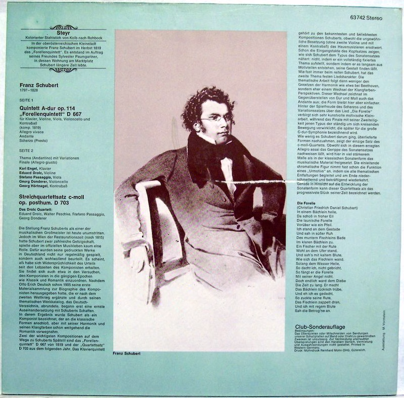 Eurodisc Auslese 63 742 - Franz Schubert, Karl Engel, Drolc-Quar - Image 2