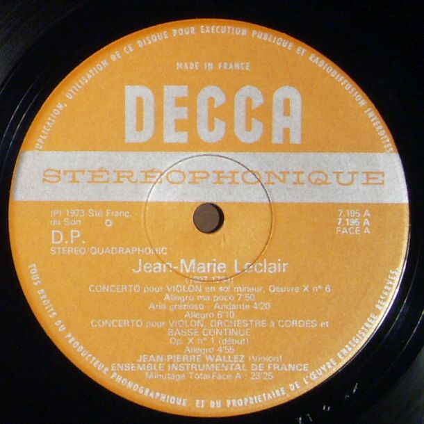 DECCA 7195 - Jean-Pierre Wallez, Jean-Marie Leclair - Trois Conc - Image 3