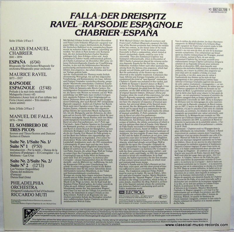 His Master's Voice 1C 067-03 799 T - Manuel De Falla, Maurice Ra - Image 2