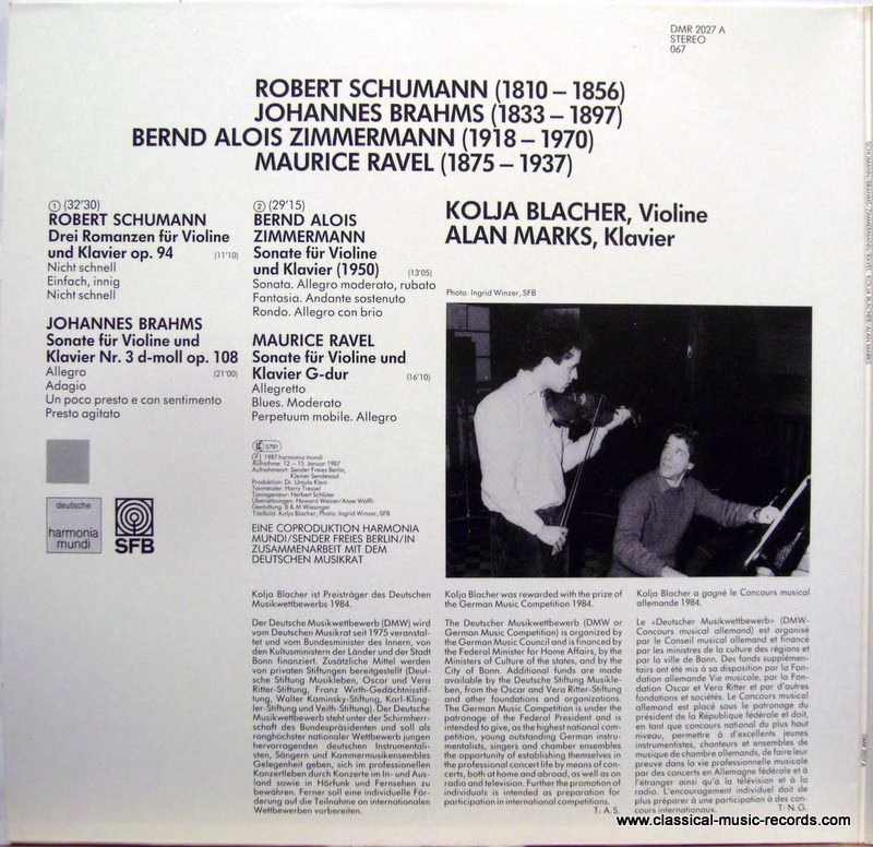 Deutsche Harmonia Mundi DMR 2027 A - Robert Schumann, Johannes B - Image 3