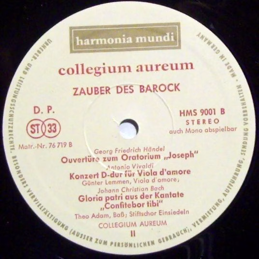 Harmonia Mundi HMS 9001 - Collegium Aureum - Zauber Des Barock - Image 3
