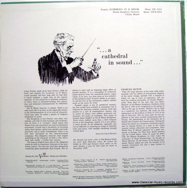 RCA Victrola VICS-1034 - César Franck, Boston Symphony Orchestra - Image 2