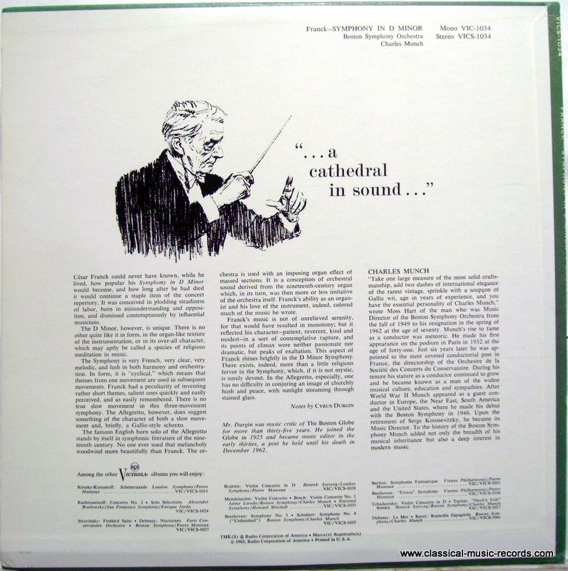 RCA Victrola VICS-1034 - César Franck, Boston Symphony Orchestra - Image 2