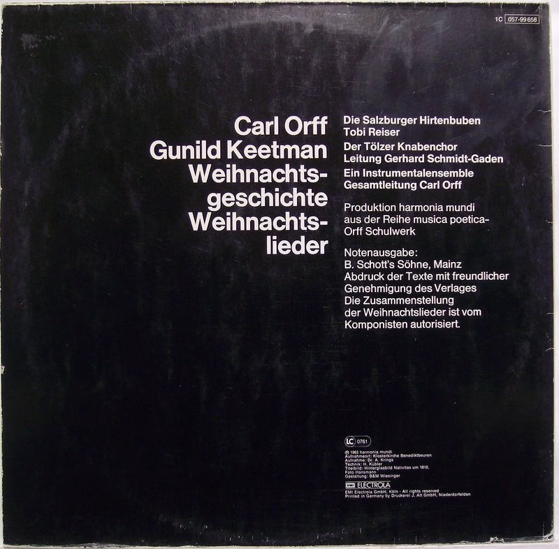 Deutsche Harmonia Mundi 1 C 057-99 658 - Carl Orff, Gunild Keetm - Image 2