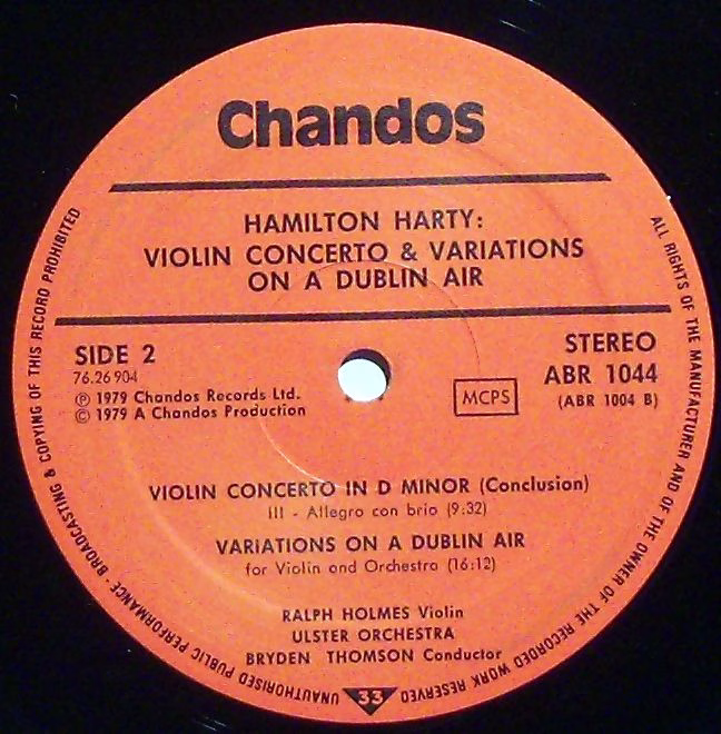 Chandos ABR 1044 - Sir Hamilton Harty, Ralph Holmes, Ulster Orch - Image 4