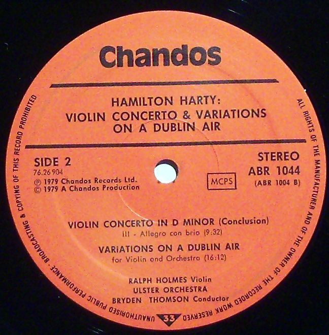 Chandos ABR 1044 - Sir Hamilton Harty, Ralph Holmes, Ulster Orch - Image 4