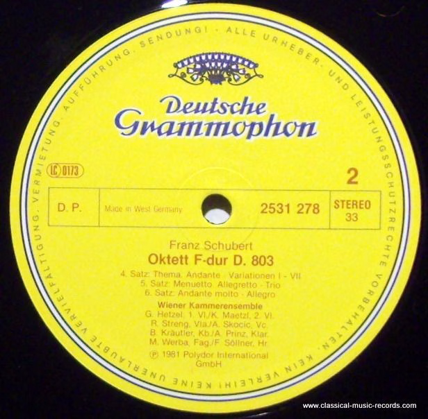 Deutsche Grammophon 2531 278 - Franz Schubert, Wiener Kammerense - Image 3