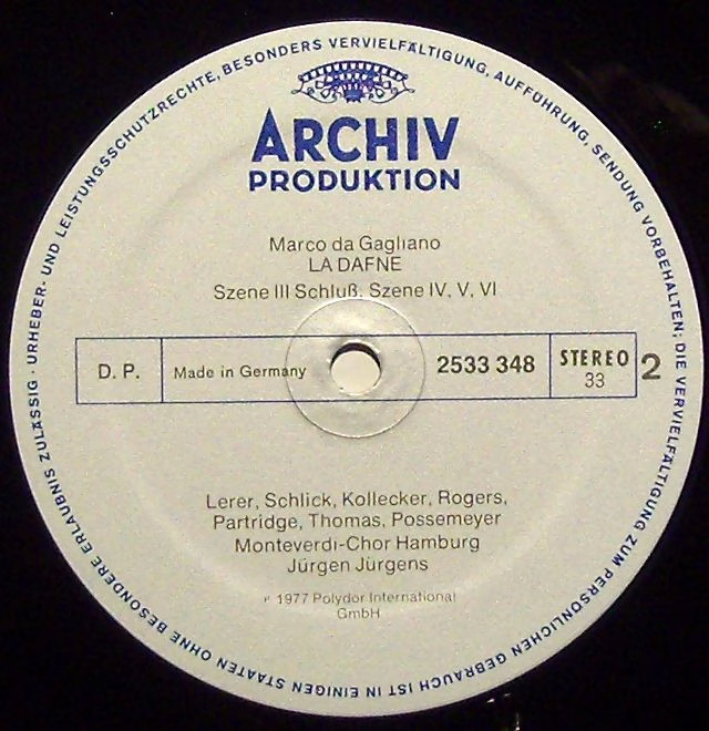 Archiv Produktion 2533 348 - Marco Da Gagliano, Jürgen Jürgens - - Image 3