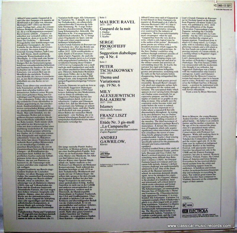 His Master's Voice 1C 065-03 321 - Andrei Gavrilov - Ravel: Gasp - Image 2