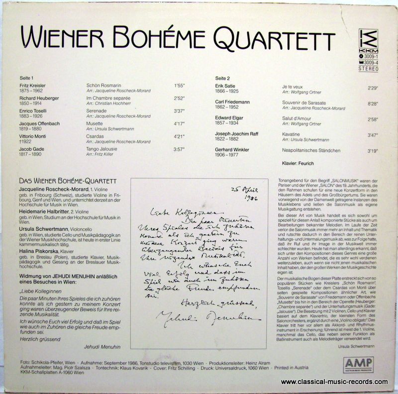 KKM Records 3009-1 - Wiener Bohéme Quartett - Untitled - Image 2