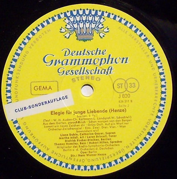 Deutsche Grammophon J 820 - Hans Werner Henze - Szenen Aus »Eleg - Image 3