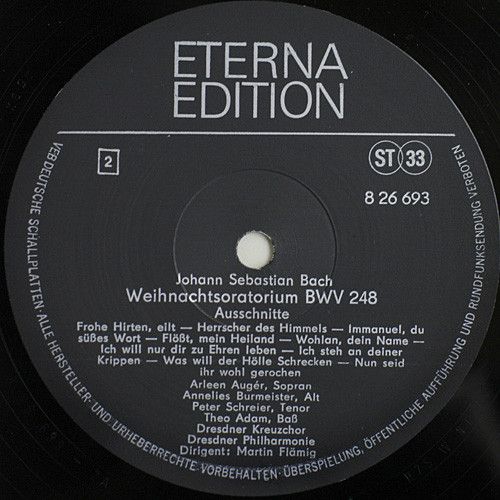 Eterna 8 26 693 - Johann Sebastian Bach, Arleen Auger, Annelies - Image 4