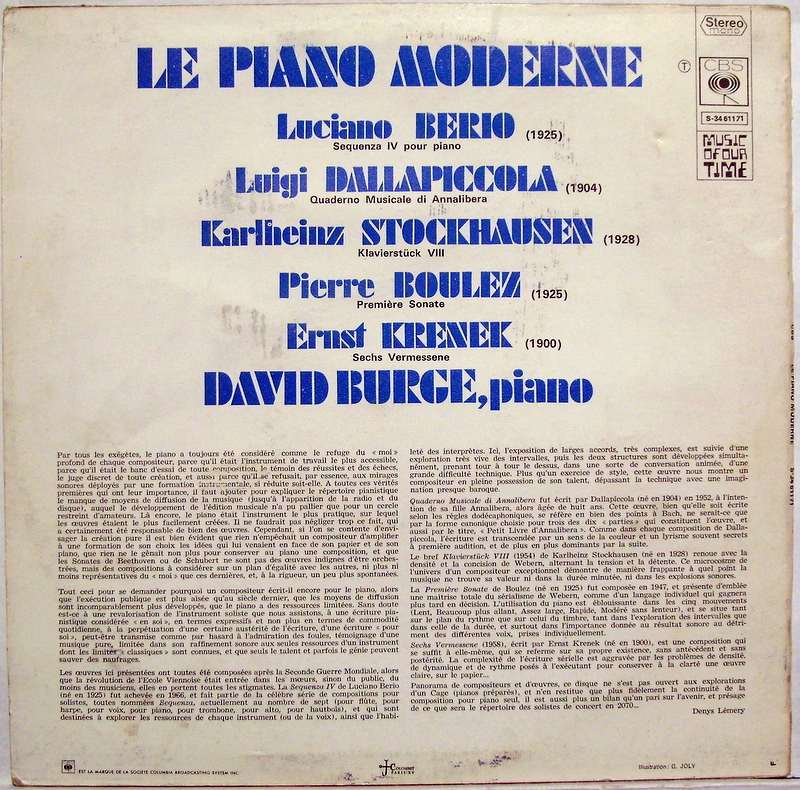 CBS S 34 61 171 - Luciano Berio, Pierre Boulez, Ernst Krenek, Lu - Image 2