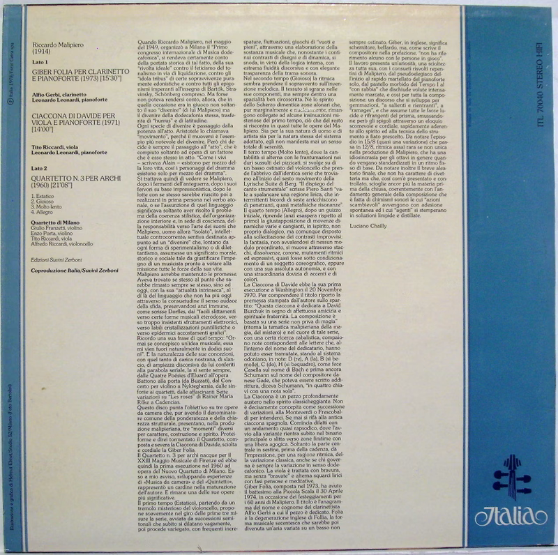 Italia ITL 70040 - Riccardo Malipiero, Alfio Gerbi, Leonardo Leo - Image 2