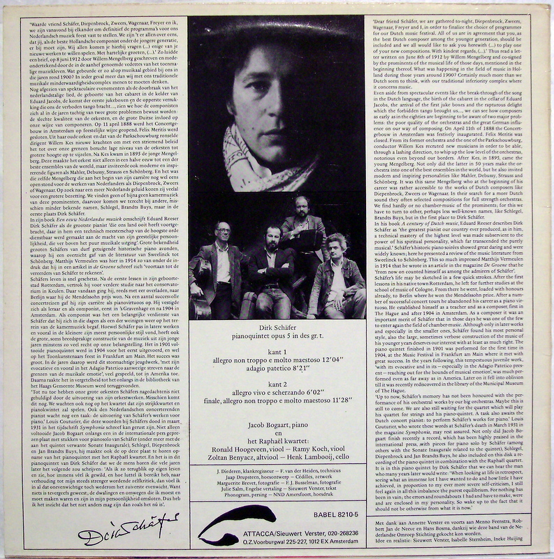 Attacca babel 8210-5 - Dirk Schäfer - Pianoquintet Opus 5 (1901) - Image 2