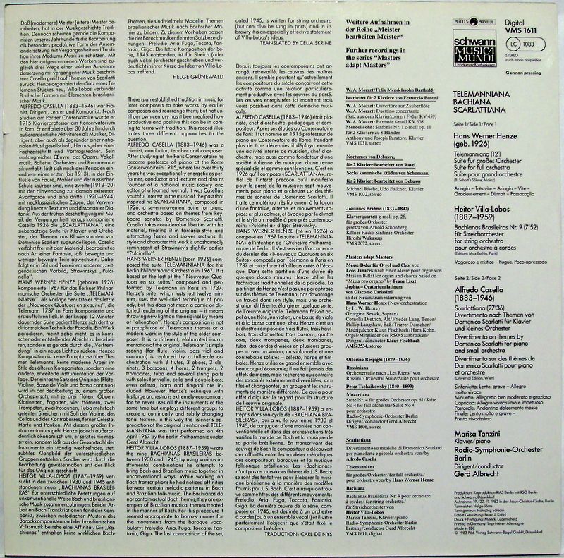 Schwann Musica Mundi VMS 1611 - Hans Werner Henze, Alfredo Casel - Image 2