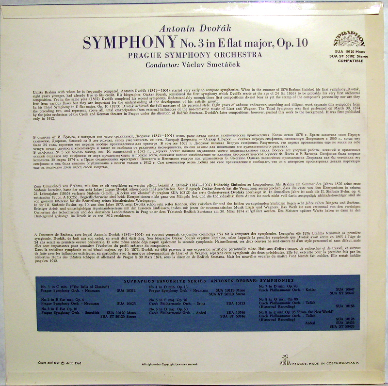 Supraphon SUA ST 50102 - Antonín Dvořák, The Prague Symphony Orc - Image 2