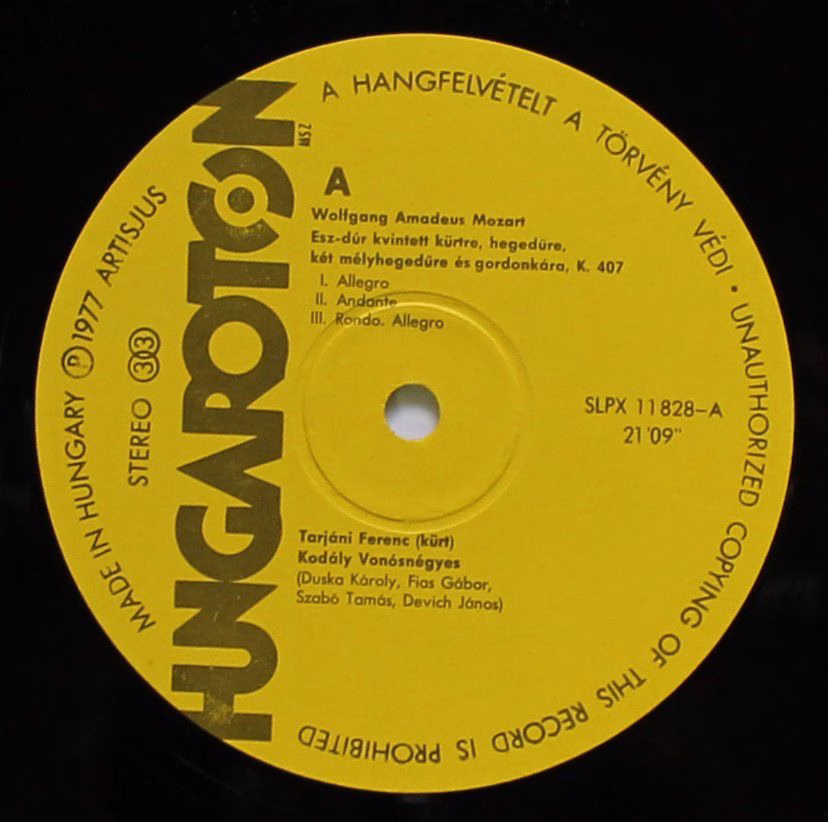 Hungaroton SLPX 11828 - Wolfgang Amadeus Mozart, Ferenc Tarjáni, - Image 3