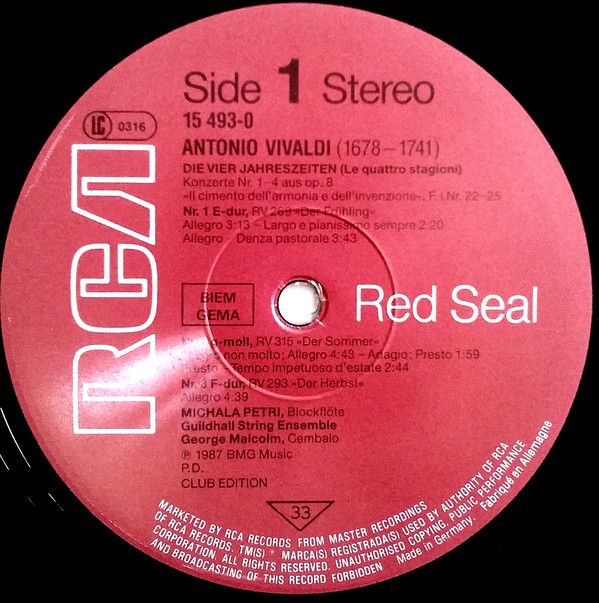 RCA Victor Red Seal 15493-0 - Michala Petri - Vivaldi - Le Quatt - Image 3