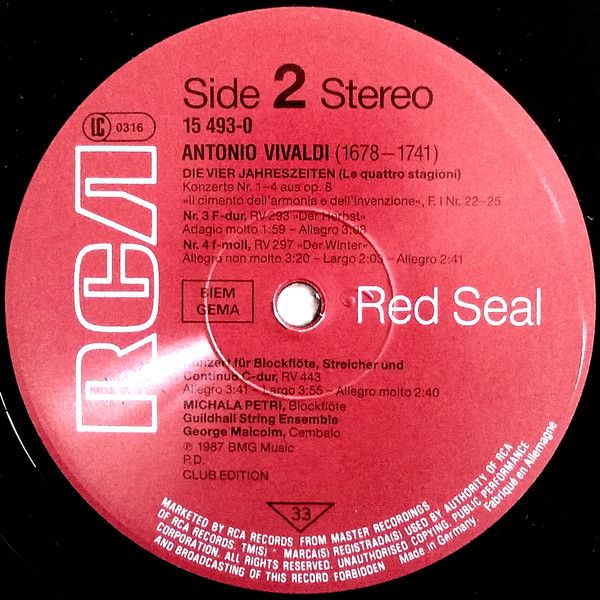 RCA Victor Red Seal 15493-0 - Michala Petri - Vivaldi - Le Quatt - Image 4