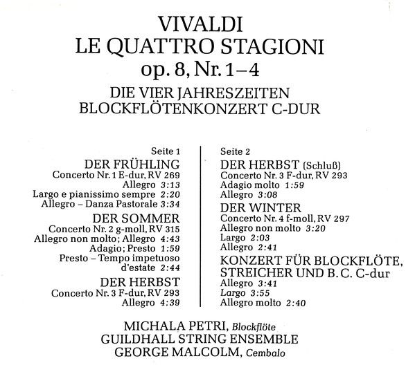 RCA Victor Red Seal 15493-0 - Michala Petri - Vivaldi - Le Quatt - Image 5