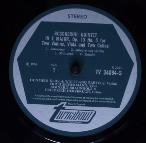 Turnabout TV 34094S - Luigi Boccherini - 2 String Quintets - Op. - Image 3