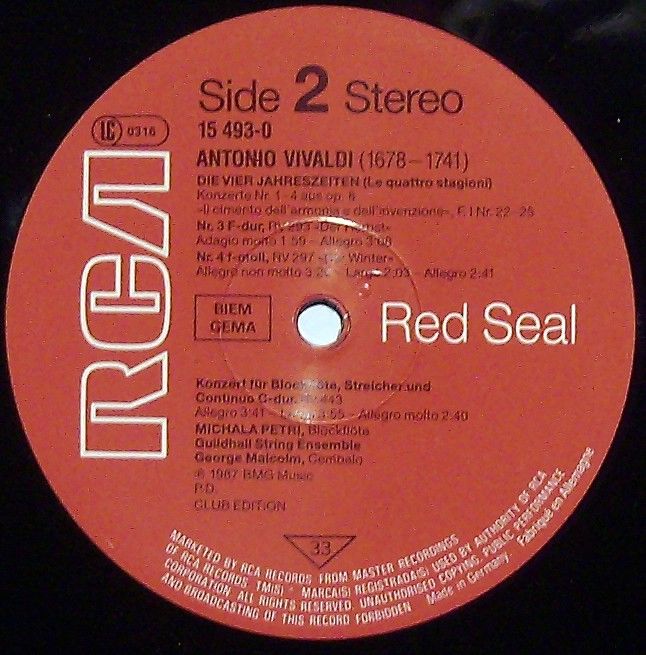 RCA Victor Red Seal 15493-0 - Michala Petri - Vivaldi - Le Quatt - Image 3