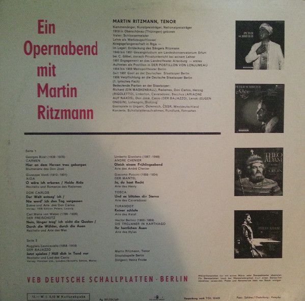 Eterna 8 25 836 - Martin Ritzmann, Staatskapelle Berlin, Heinz F - Image 2