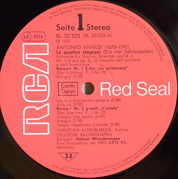 RCA RL 30325 - Antonio Vivaldi, Helmut Winschermann, Deutsche Ba - Image 3
