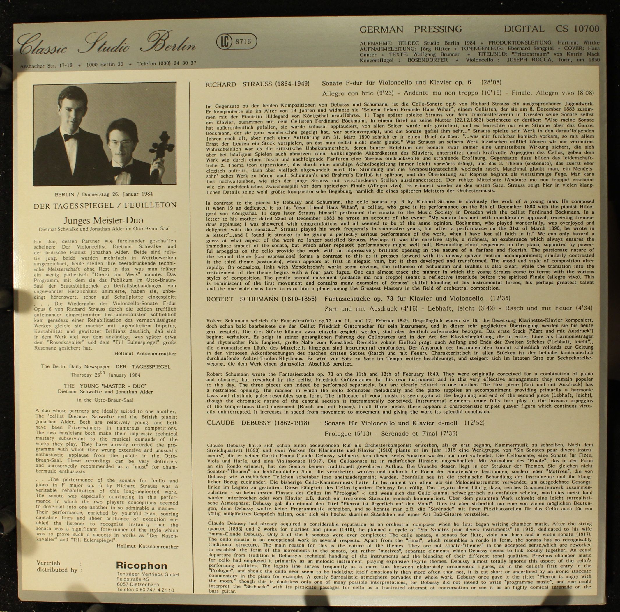 Classic Studio Berlin CS 10700 - Richard Strauss, Robert Schuman - Image 2
