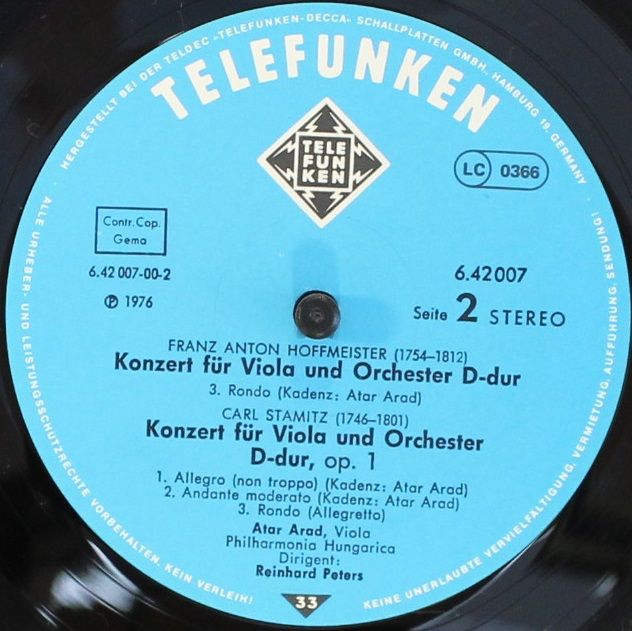 Telefunken 6.42007 - Niccolò Paganini, Carl Stamitz, Franz Anton - Image 3