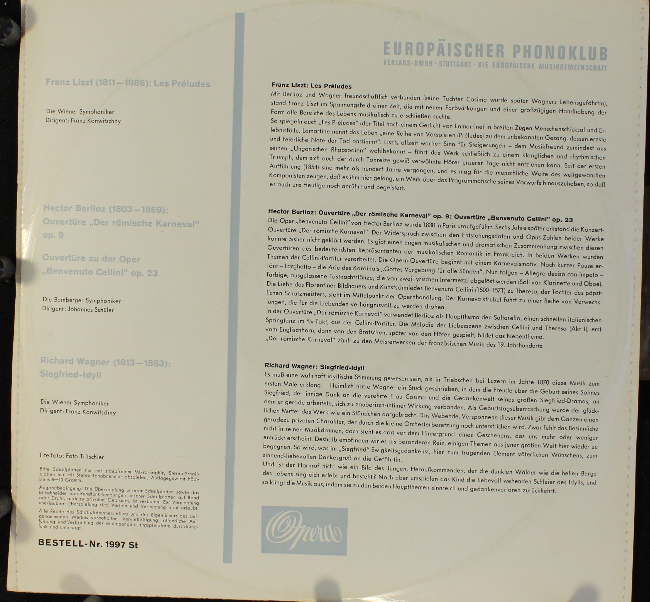 Opera 1997 - Franz Liszt, Hector Berlioz, Richard Wagner, Wiener - Image 2