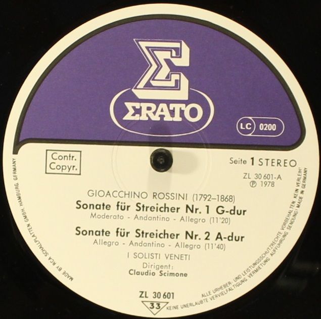 Erato ZL 30601 - Gioacchino Rossini, I Solisti Veneti, Claudio S - Image 3