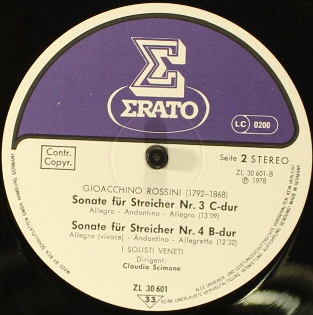 Erato ZL 30601 - Gioacchino Rossini, I Solisti Veneti, Claudio S - Image 4
