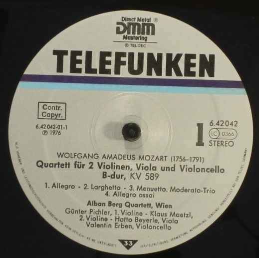 Telefunken 6.42042 AW - Wolfgang Amadeus Mozart, Alban Berg Quar - Image 3