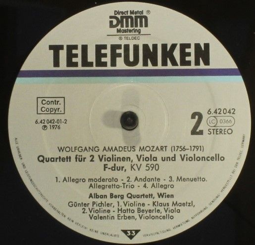 Telefunken 6.42042 AW - Wolfgang Amadeus Mozart, Alban Berg Quar - Image 4