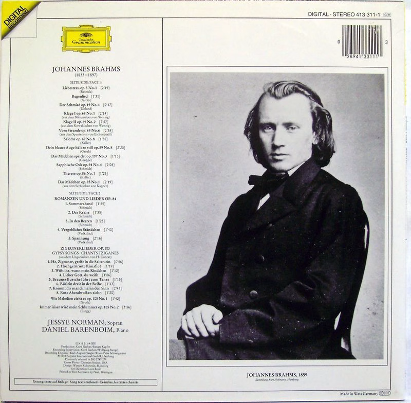 Deutsche Grammophon 413 311 - 1 - Johannes Brahms, Jessye Norman - Image 2
