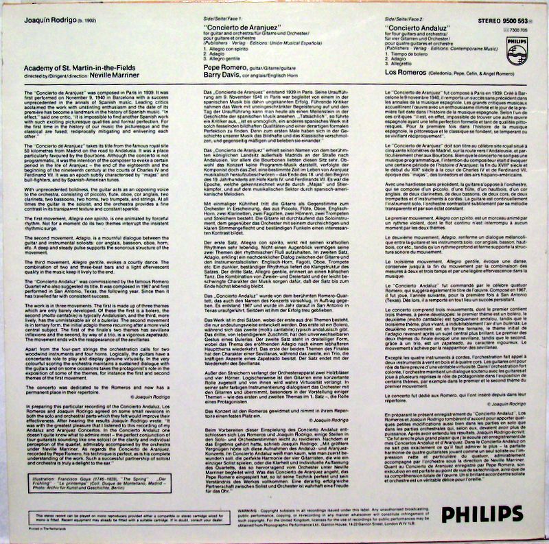 Philips 9500 563 - Joaquín Rodrigo, Pepe Romero, The Romeros, Th - Image 4
