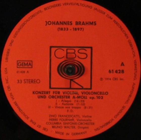 CBS 61 428 - Bruno Walter, Johannes Brahms, Columbia Symphony Or - Image 4