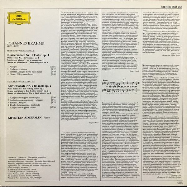 Deutsche Grammophon 2531 252 - Johannes Brahms, Krystian Zimerma - Image 2