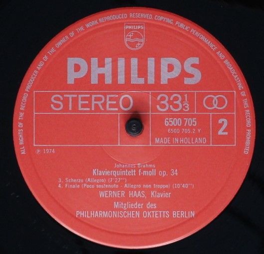 Philips 6500 705 - Johannes Brahms, Werner Haas, Members Of The - Image 2