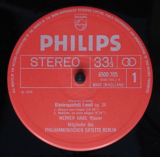 Philips 6500 705 - Johannes Brahms, Werner Haas, Members Of The - Image 3