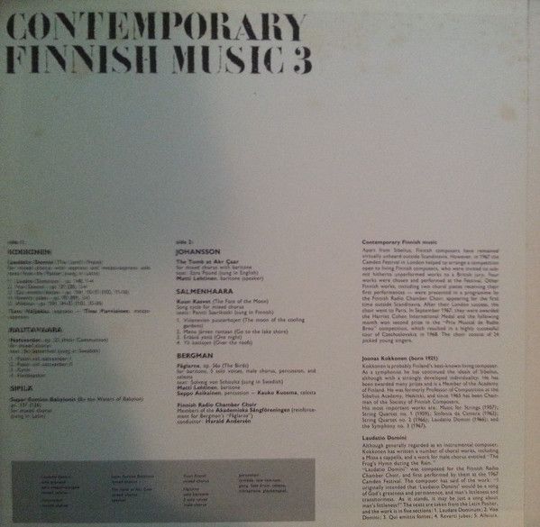 Philips 839 705 LY - Various - Contemporary Finnish Music 3 - Image 2