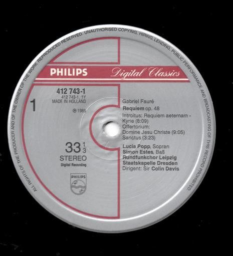 Philips 412 743-1 - Gabriel Fauré, Lucia Popp, Simon Estes, Rund - Image 2
