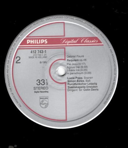 Philips 412 743-1 - Gabriel Fauré, Lucia Popp, Simon Estes, Rund - Image 3
