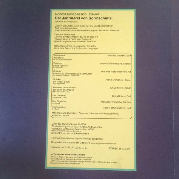 Eurodisc 88 234 XHR - Modest Mussorgsky - Der Jahrmarkt Von Soro - Image 2