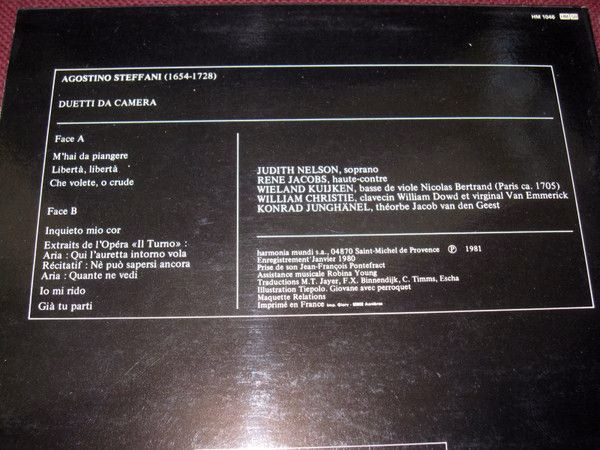 Harmonia Mundi HM 1046 - Agostino Steffani, Judith Nelson, René - Image 2