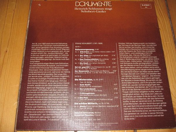 DECCA 6.41941 - Franz Schubert, Heinrich Schlusnus - Singt Schub - Image 2