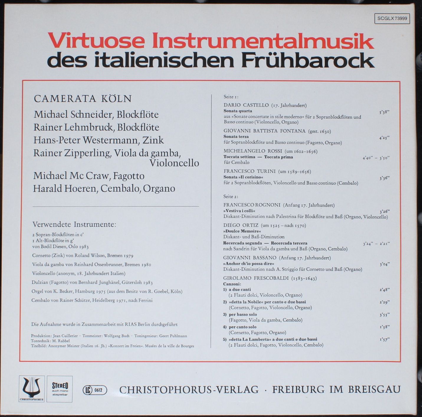 Christophorus SCGLX 73999 - Camerata Köln - Virtuose Instrumenta - Image 2